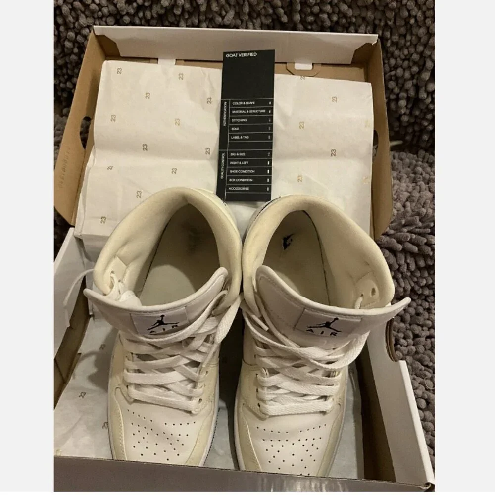 Women’s Air Jordan 1 MID Coconut Milk /Black Sz 9 euc 2021 - Picture 10 of 13